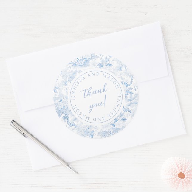Blue porcelain wedding monogram stickers (Envelope)
