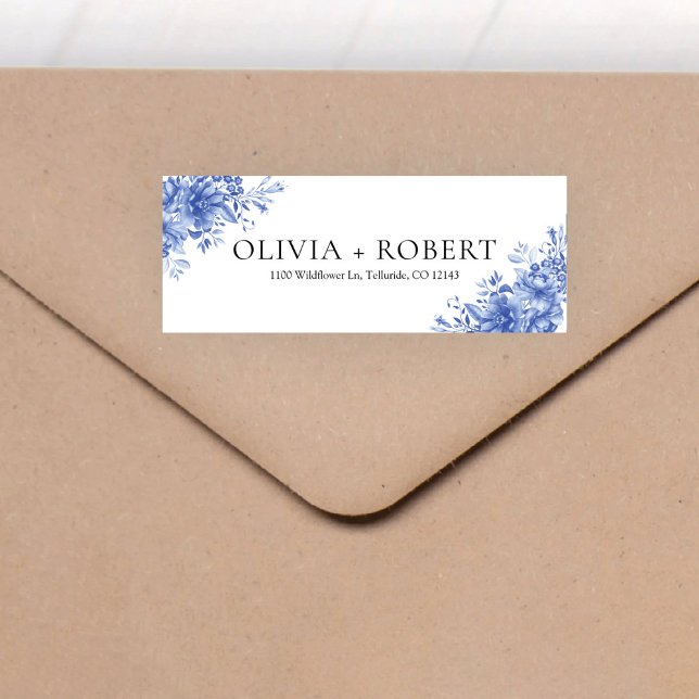 Blue Porcelain Wedding Return Address Label (Creator Uploaded)