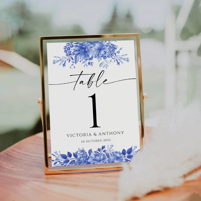 Blue Porcelain Wedding Table Number (Creator Uploaded)