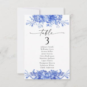 Blue Porcelain Wedding Table Seating Chart Cards