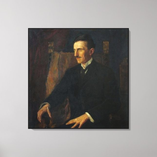 Blue Portrait of Nikola Tesla Canvas Print (Front)