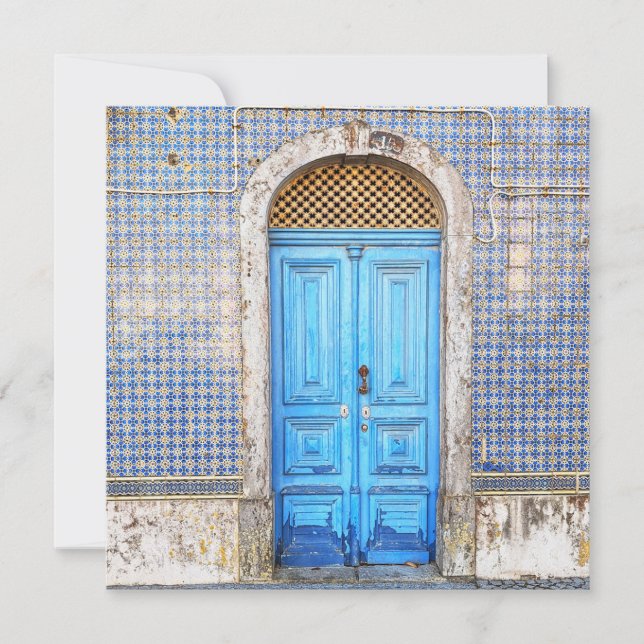 Blue Portugal Door Greeting Card (Front)