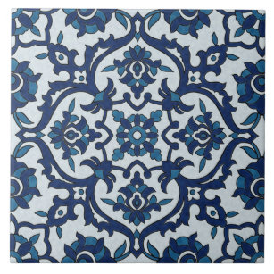 Blue Portuguese Azulejos Floral Tile Pattern