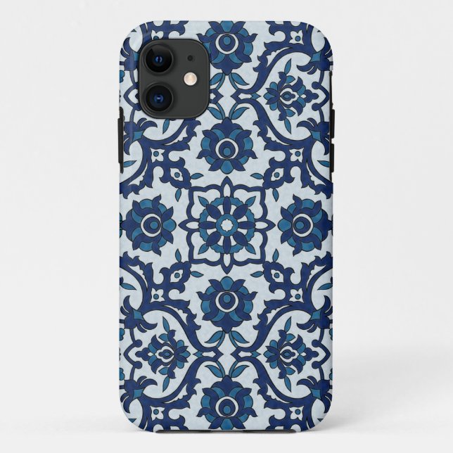 Blue Portuguese Azulejos Floral Tile Pattern Case-Mate iPhone Case (Back)