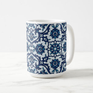 Blue Portuguese Azulejos Floral Tile Pattern Coffee Mug