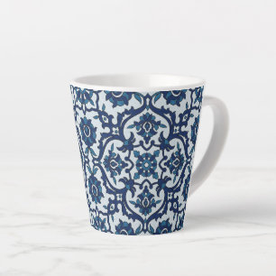 Blue Portuguese Azulejos Floral Tile Pattern Latte Mug