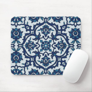 Blue Portuguese Azulejos Floral Tile Pattern Mouse Mat