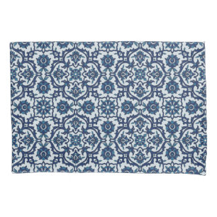 Blue Portuguese Azulejos Floral Tile Pattern Pillowcase
