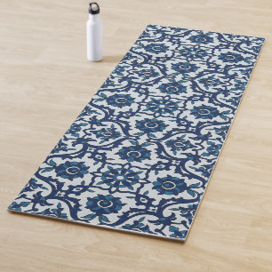 Blue Portuguese Azulejos Floral Tile Pattern Yoga Mat