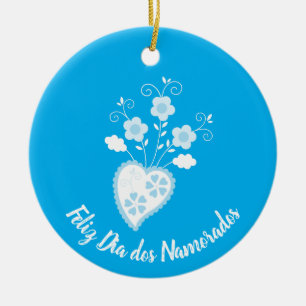 Blue Portuguese romantic heart Ceramic Tree Decoration