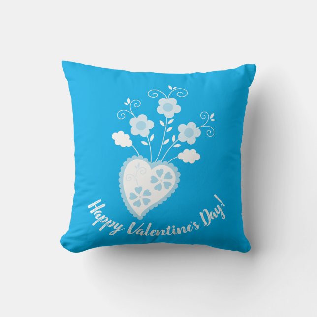 Blue Portuguese romantic heart Cushion (Front)