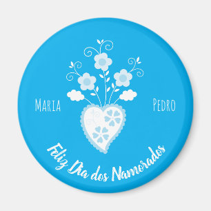 Blue Portuguese romantic heart Magnet