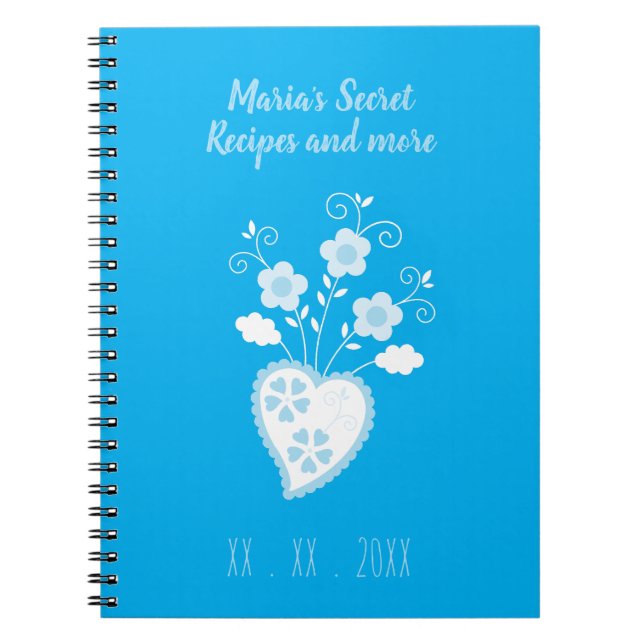 Blue Portuguese romantic heart Notebook (Front)