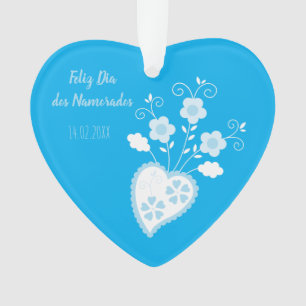 Blue Portuguese romantic heart Ornament