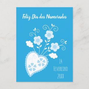 Blue Portuguese romantic heart Postcard