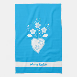 Blue Portuguese romantic heart Tea Towel