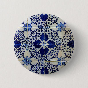 Blue, Portuguese Tiles 6 Cm Round Badge