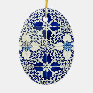 Blue, Portuguese Tiles Ceramic Tree Decoration