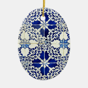 Blue, Portuguese Tiles Ceramic Tree Decoration