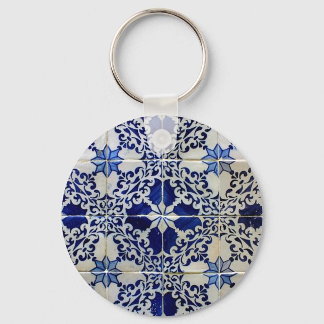 Blue, Portuguese Tiles Key Ring (Front)