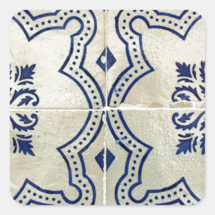 Blue, Portuguese Tiles Square Sticker
