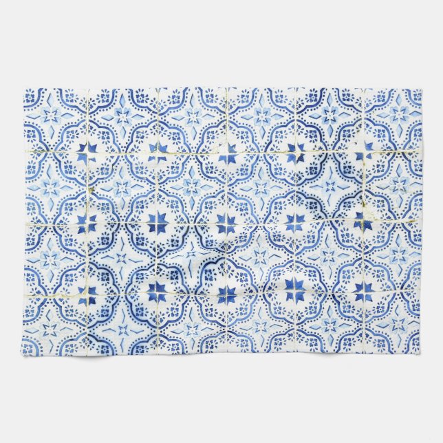 Blue, Portuguese Tiles Tea Towel (Horizontal)