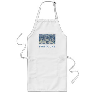 Blue Portuguese Tiles with Angels Long Apron