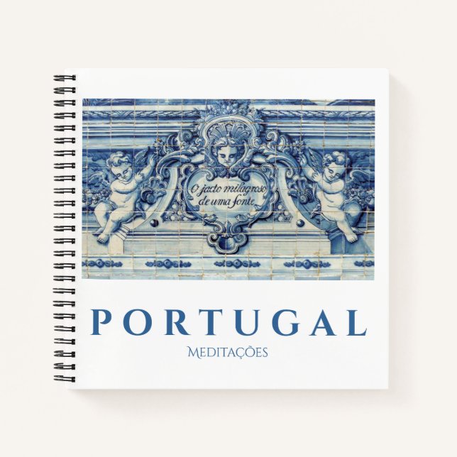 Blue Portuguese Tiles with two angels Notebook (Front)