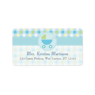 Blue Pram and Polka Dots Address Label