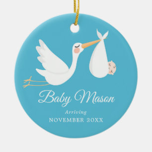 Blue Pregnancy Announcement Baby Boy Ceramic Tree Decoration