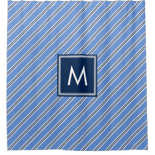 Blue Preppy Stripes Shower Curtain