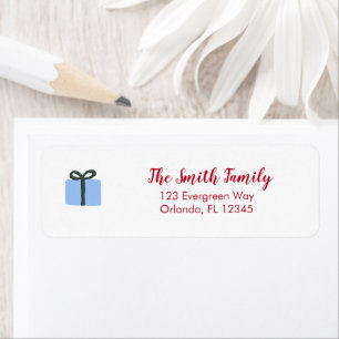 Blue Present Illustration Return Address Label