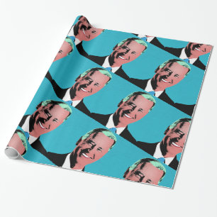 Blue President Biden Pop Art Wrapping Paper