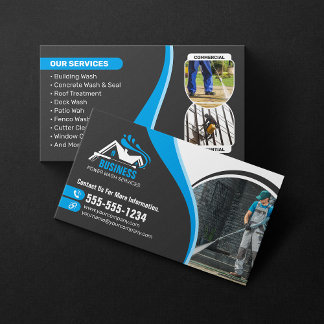 Blue Pressure Wash Power Washing House Washing Business Card