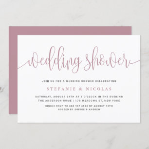 Blue Pretty Calligraphy Wedding Shower Invitation