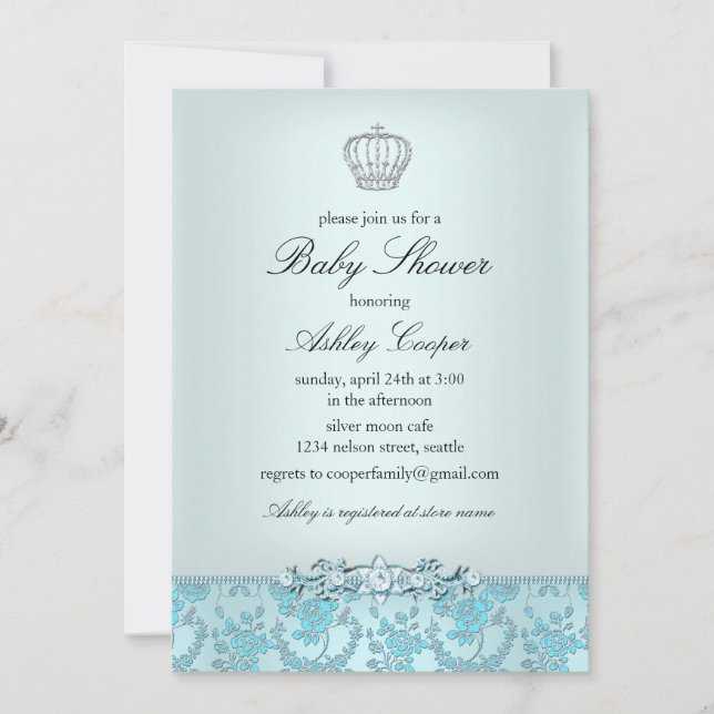 Blue Prince Baby Shower Invitation (Front)