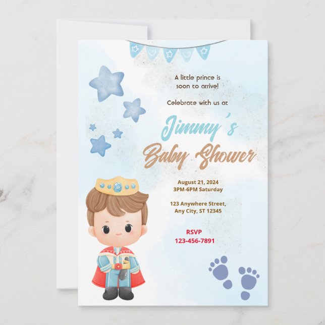 Blue Prince Baby Shower Invitation (Front)