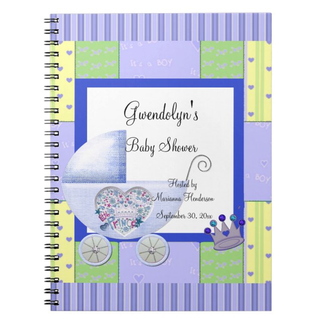 Blue Prince Baby Shower Spiral Notebook (Front)