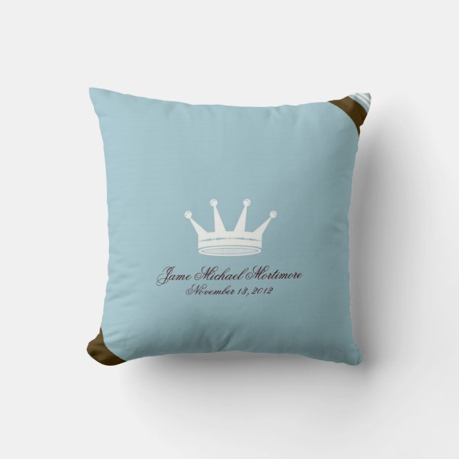 Blue Prince Crown Custom Baby Pillow (Front)