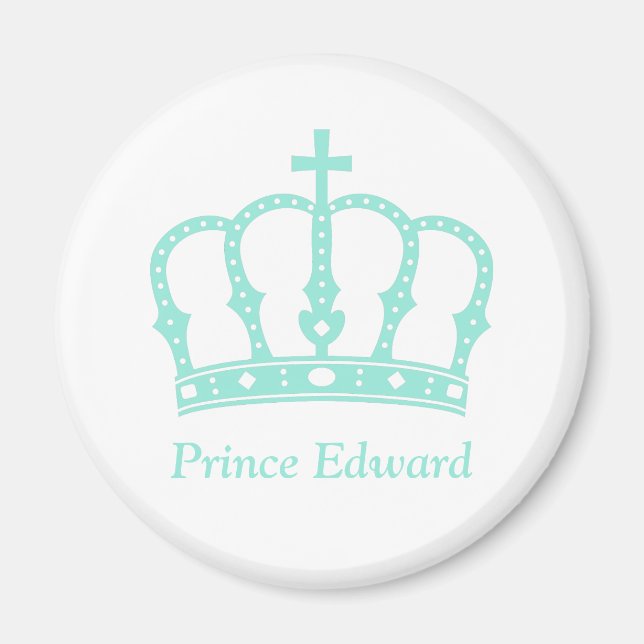 Blue Prince Crown with Jewels Personalised Magnet (Front)