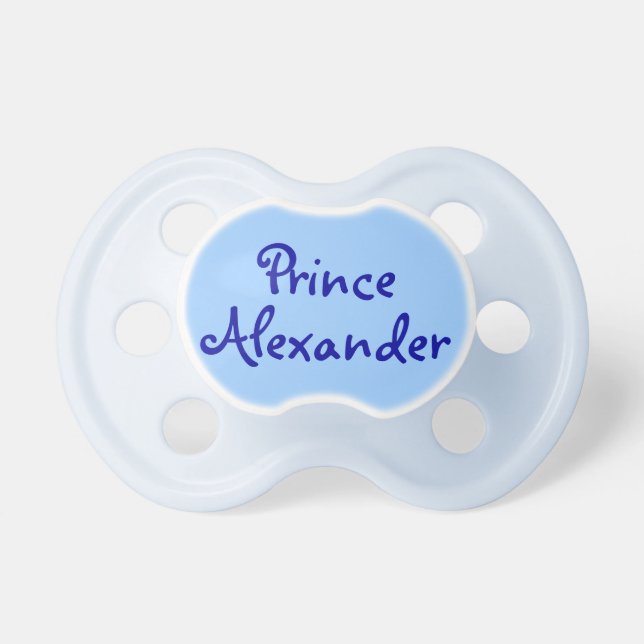 Blue Prince Personalised Name Baby Boy Pacifier (Front)