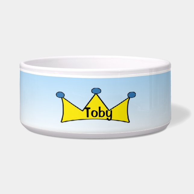 Blue Prince personalised Yellow Crown Dog Bowl (Front)