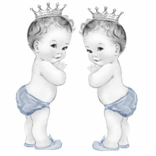 Blue Prince Twin Boy Baby Shower Standing Photo Sculpture
