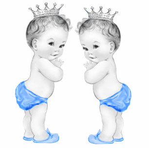 Blue Prince Twin Boy Baby Shower Standing Photo Sculpture