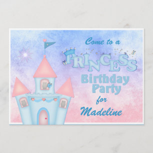 Blue Princess Birthday Party Invitation