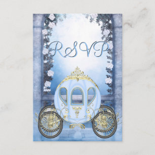 Blue Princess Carriage Enchanted RSVP Card