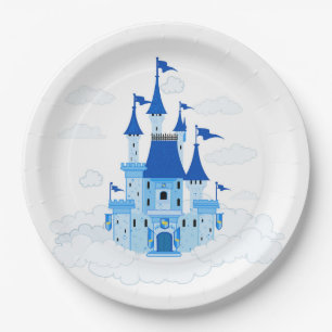 Blue Princess Castle Personalised Girly Paper Plate