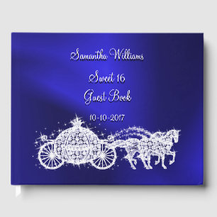 Blue Princess Coach & Horses Sweet 16 Guest Book
