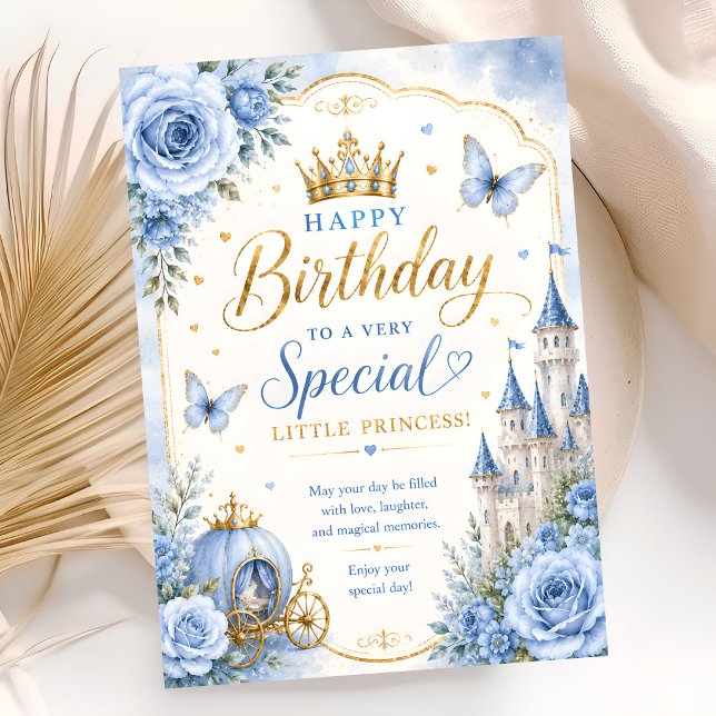 Blue Princess First Birthday Card (Creator Uploaded)