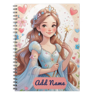 Blue Princess Notebook – Editable Name